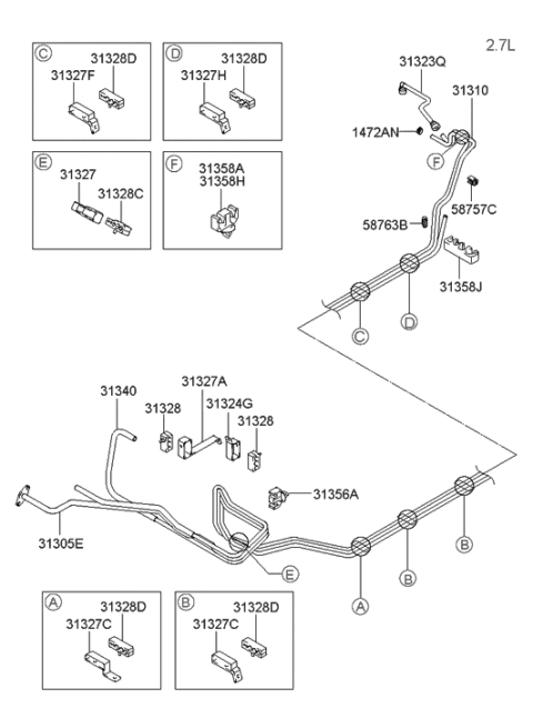 2006 Hyundai Tiburon New Body Style Fuel System Diagram 4