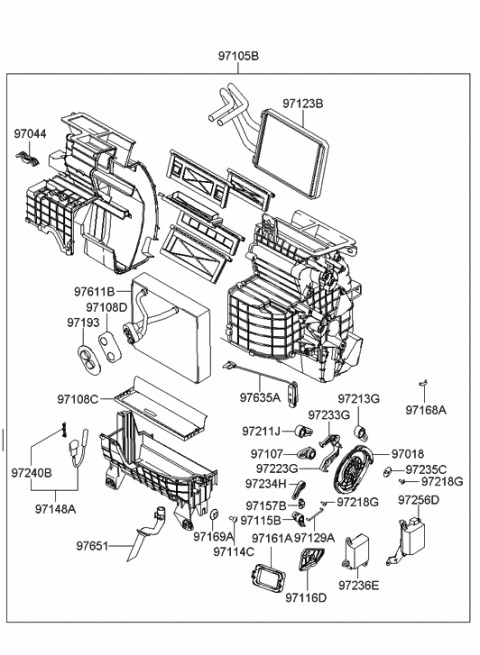 2016 Hyundai Santa Fe Temperature Door Actuator Diagram for 97159-2D000