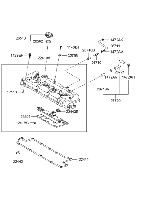 2007 Hyundai Tiburon Hose-Breather Diagram for 26711-23500