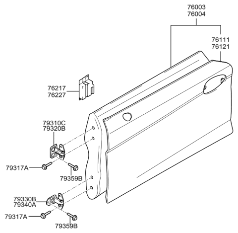 2006 Hyundai Tiburon New Body Style Panel-Front Door Diagram
