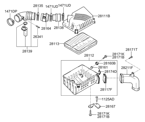 2006 Hyundai Tiburon New Body Style Air Cleaner Diagram 2