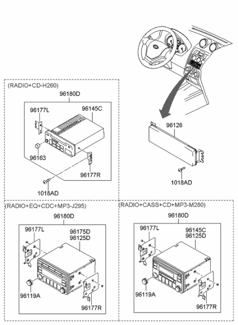 2006 Hyundai Tiburon New Body Style Audio & Information System Diagram