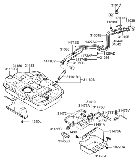 2007 Hyundai Tiburon Tube-Fuel Vapor Diagram for 31473-2C560