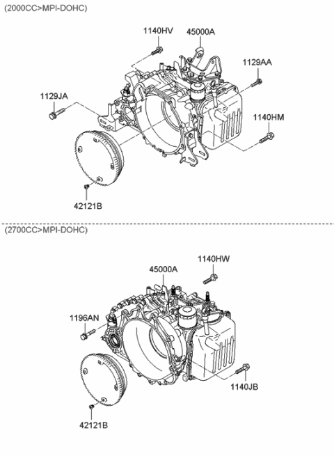 2006 Hyundai Tiburon Transaxle Assy-Auto Diagram