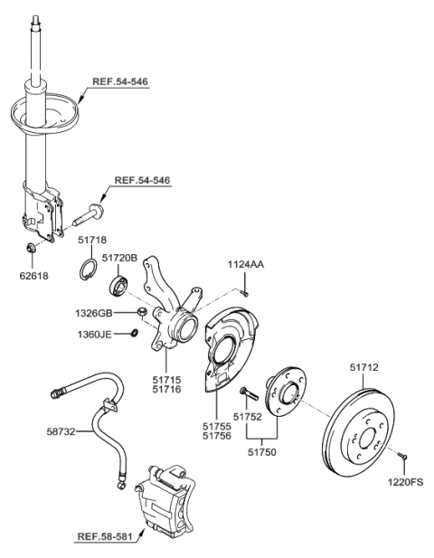 2008 Hyundai Tiburon Front Axle Hub Diagram