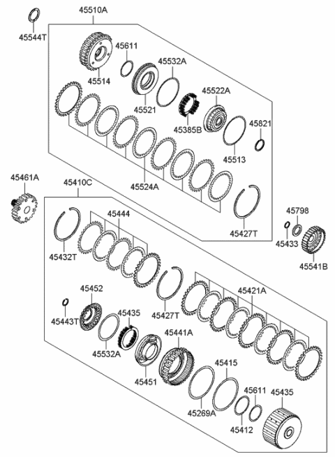 2006 Hyundai Tiburon Hub-Overdrive Clutch Diagram for 45461-39004