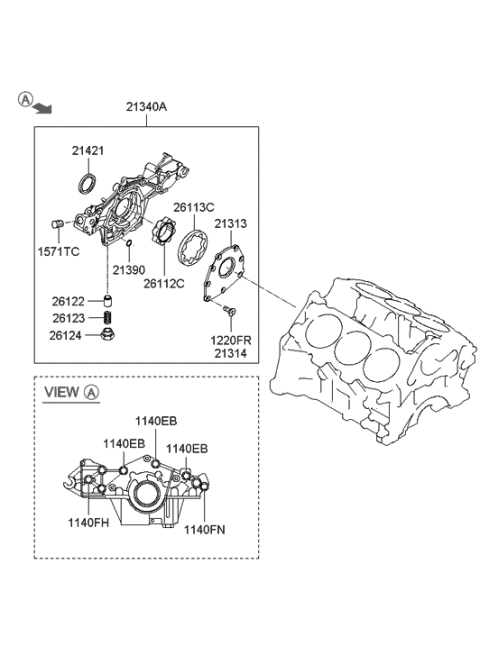 2006 Hyundai Tiburon Cover-Oil Pump Diagram for 21313-23012