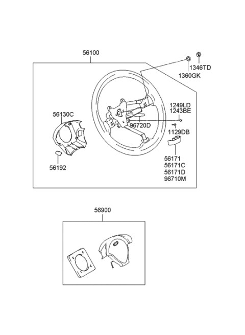 2006 Hyundai Tiburon Steering Wheel Assembly Diagram for 56110-2C602-LK