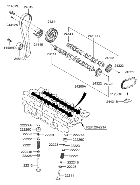 2006 Hyundai Tiburon New Body Style Camshaft & Valve Diagram 1