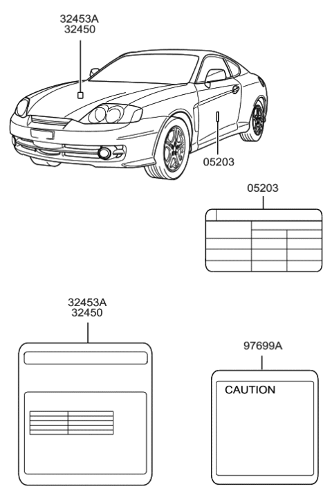 2006 Hyundai Tiburon New Body Style Label Diagram 1