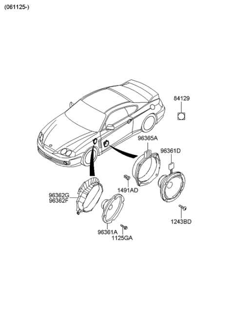 2008 Hyundai Tiburon Front Door Speaker Diagram for 96331-2C001