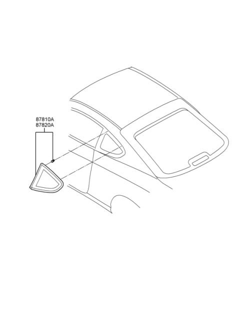 2007 Hyundai Tiburon Quarter Fixed Glass Diagram