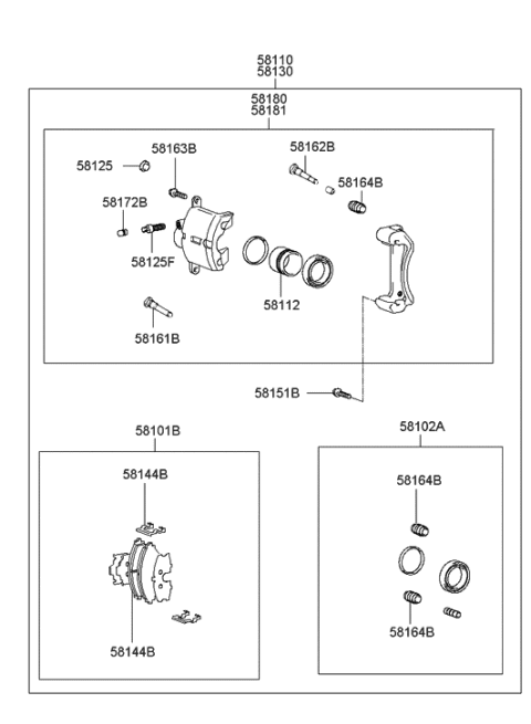 2007 Hyundai Tiburon Front Wheel Brake Diagram