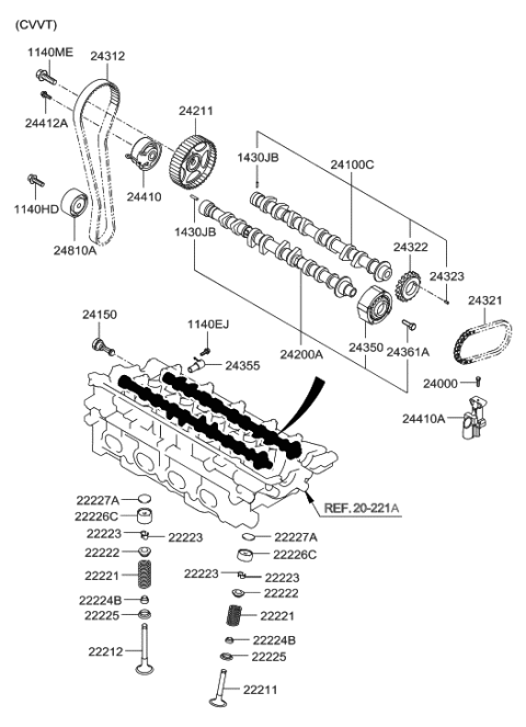 2006 Hyundai Tiburon New Body Style Camshaft & Valve Diagram 2