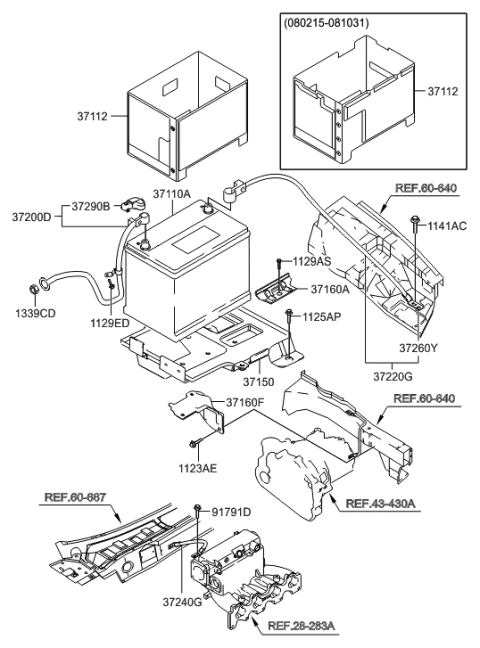 2006 Hyundai Tiburon Tray Assembly-Battery Diagram for 37150-2C102