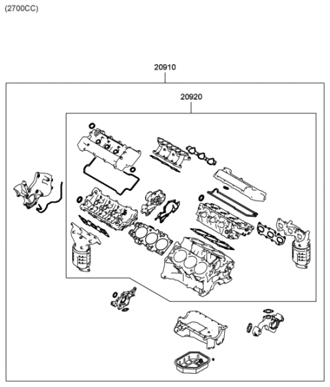 2006 Hyundai Santa Fe Engine Gasket Kit Diagram 1