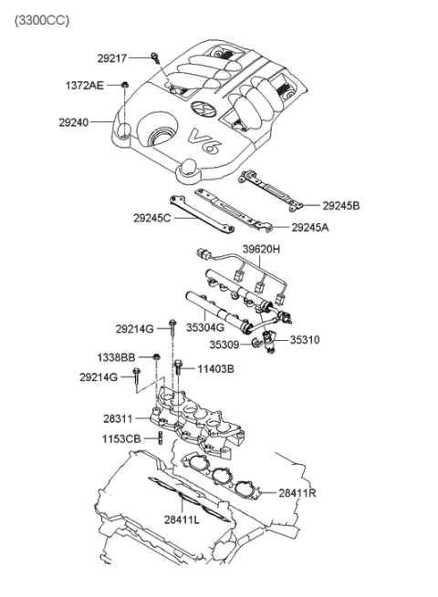 2006 Hyundai Santa Fe New Body Style - Produced Before DEC.31.2006 (US) Intake Manifold Diagram 3