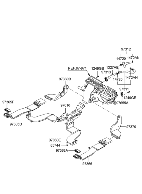 2006 Hyundai Santa Fe Heater System-Duct & Hose Diagram