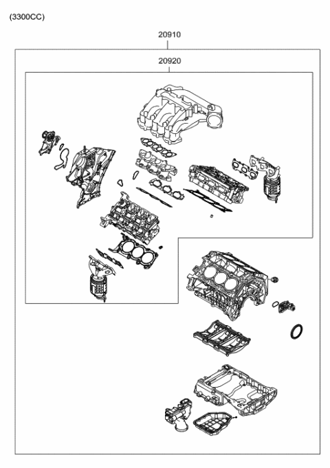 2006 Hyundai Santa Fe Engine Gasket Kit Diagram 2