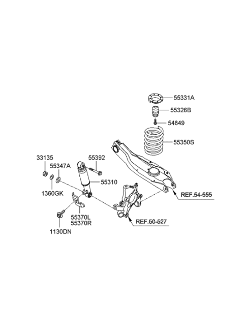 2020 Hyundai Sonata Rear Shock Absorber Assembly Diagram for 55310-2B101