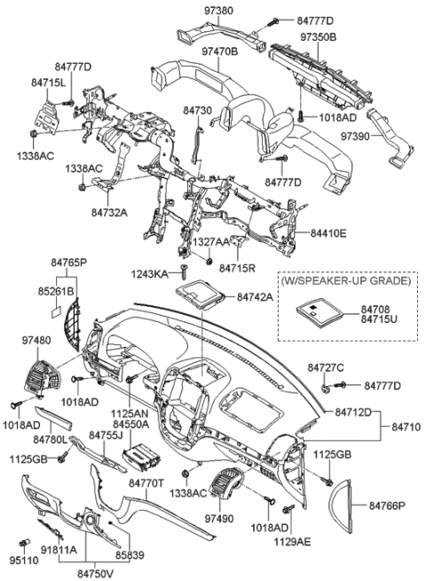 2006 Hyundai Santa Fe Crash Pad Diagram 1