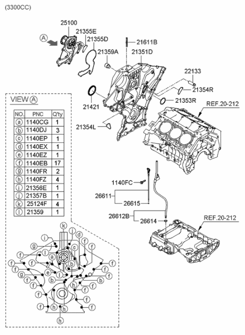 2006 Hyundai Santa Fe Timing Cover & Oil Pump Diagram 2