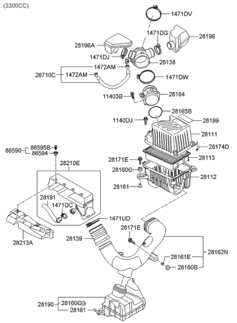 2020 Hyundai Sonata Shield-Air Intake Diagram for 28213-2B000