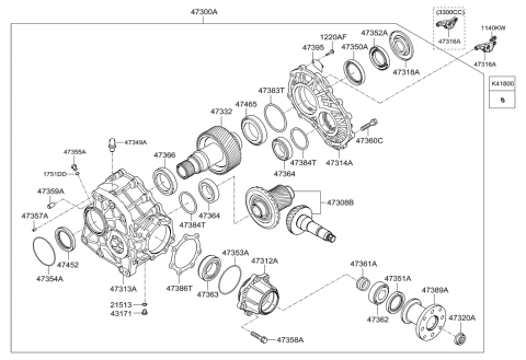 2006 Hyundai Santa Fe Bracket Assembly-Transfer Diagram for 47316-39330