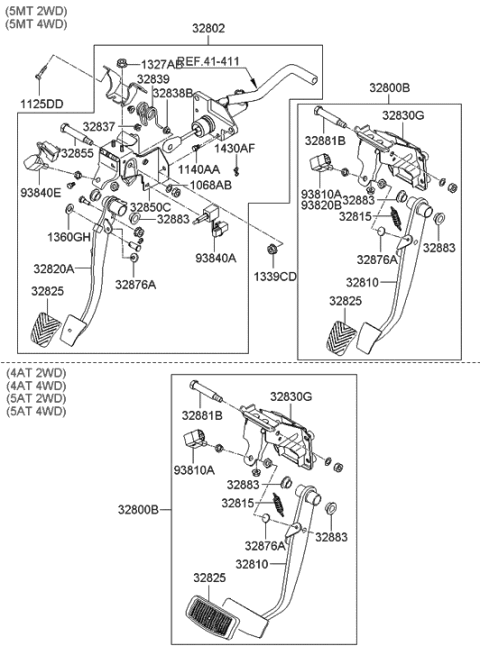 2006 Hyundai Santa Fe Clutch & Brake Pedal Diagram