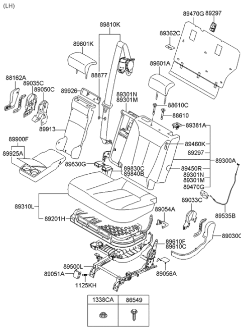 2006 Hyundai Santa Fe Frame Assembly-2ND Seat Back,RH Diagram for 89401-0W510