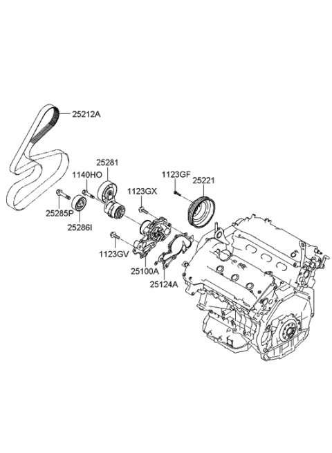 2006 Hyundai Santa Fe Pump Assembly-Coolant Diagram for 25100-3E000