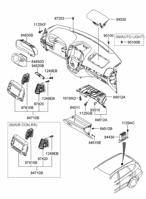 2006 Hyundai Santa Fe Crash Pad Diagram 2