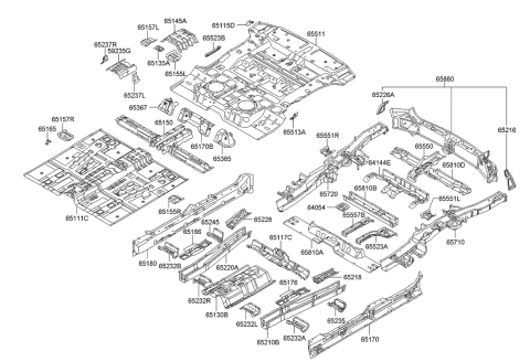 2006 Hyundai Santa Fe Member-Center Floor Front Cross Outer,RH Diagram for 65243-2B200