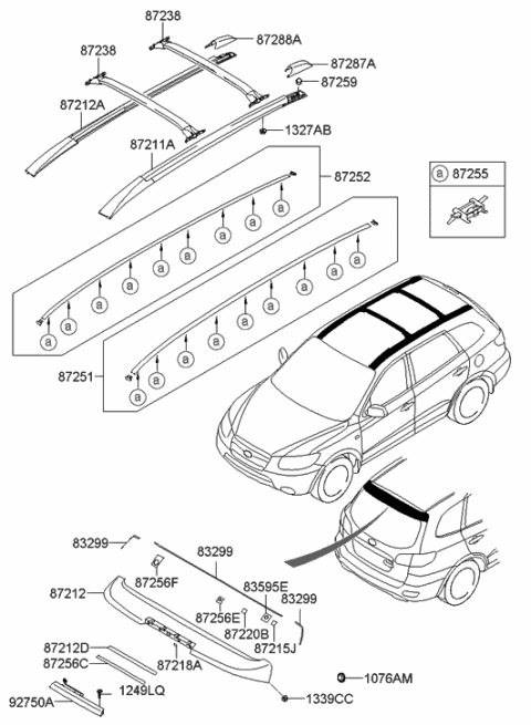 2006 Hyundai Santa Fe Rack Assembly-Roof RH Diagram for 87280-2B000