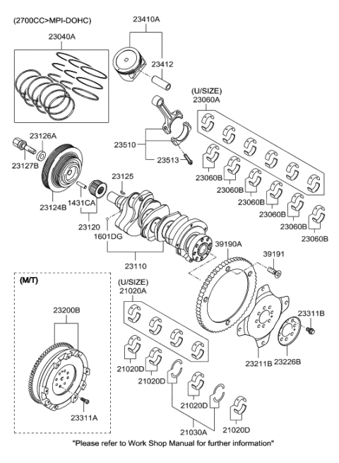 2006 Hyundai Santa Fe Bearing Pair Set-Connecting Rod Diagram for 23060-3C111