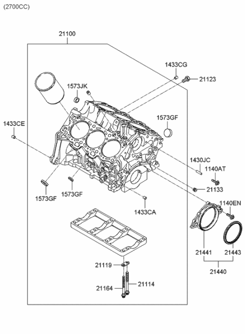 2006 Hyundai Santa Fe Case-Oil Seal,Rear Diagram for 21441-3E000