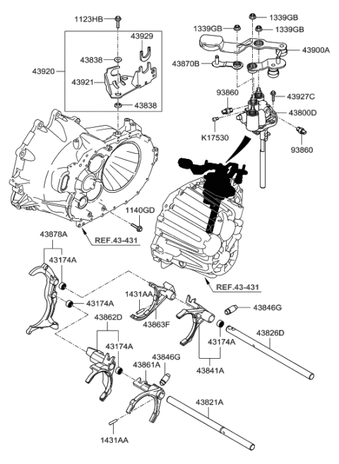 2006 Hyundai Santa Fe Gear Shift Control (MTM) Diagram 1