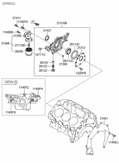 2006 Hyundai Santa Fe Front Case, Oil Cooler & Filter Diagram 1