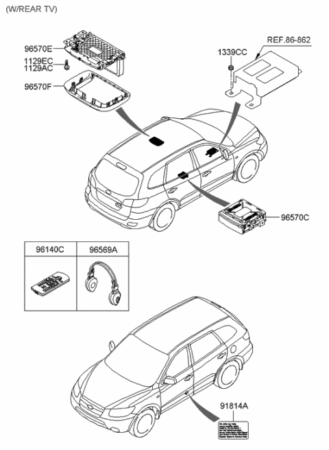 2020 Hyundai Sonata Headphone Assembly Diagram for 96569-0W600