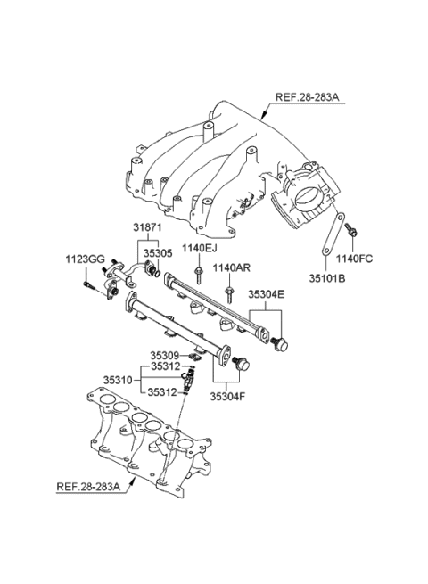 2006 Hyundai Santa Fe Throttle Body & Injector Diagram