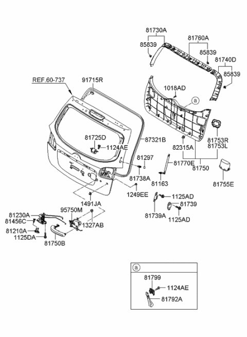 2020 Hyundai Sonata Lifter Assembly-Tail Gate Diagram for 81770-2B010