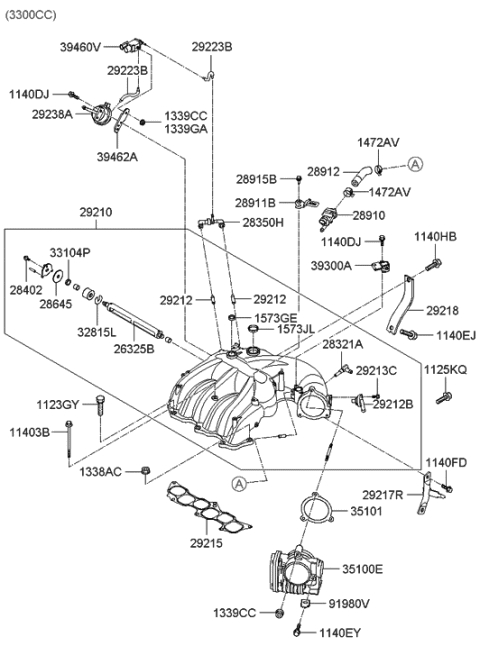 2006 Hyundai Santa Fe New Body Style - Produced Before DEC.31.2006 (US) Intake Manifold Diagram 2