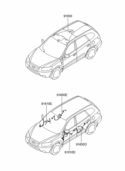 2006 Hyundai Santa Fe Wiring Assembly-Roof Diagram for 91800-0W070