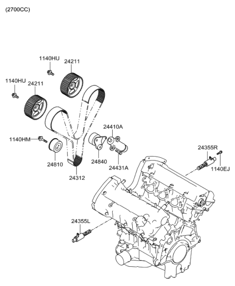 2006 Hyundai Santa Fe Valve-Oil Control,LH Diagram for 24355-3E000