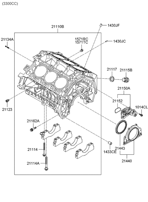 2006 Hyundai Santa Fe Cylinder Block & Oil Pan Diagram 4