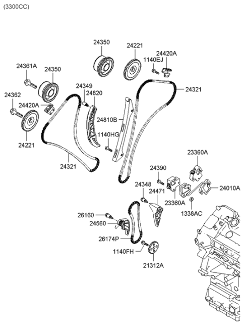 2020 Hyundai Sonata Chain-Timing Diagram for 24321-3E000