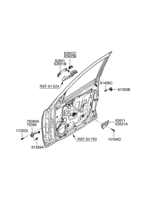 2006 Hyundai Santa Fe Cover-Front Door Outside Handle,Passenger Diagram for 82652-2B010