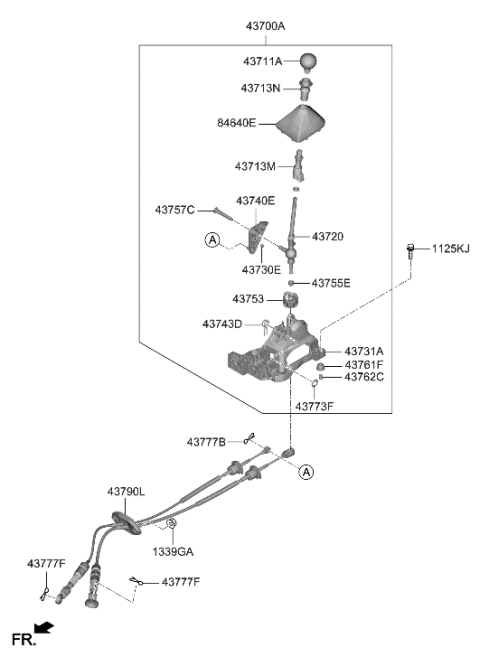 2021 Hyundai Elantra Knob-GEARSHIFT Lever Diagram for 43711-AA300-RED