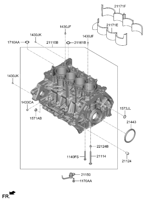 2009 Hyundai Accent INSERT-WATER JACKET IN Diagram for 21171-2J051