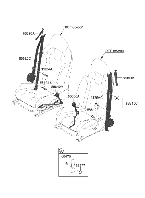 2009 Hyundai Accent S/Belt Assy-FR Rh Diagram for 88820-AA500-NNB
